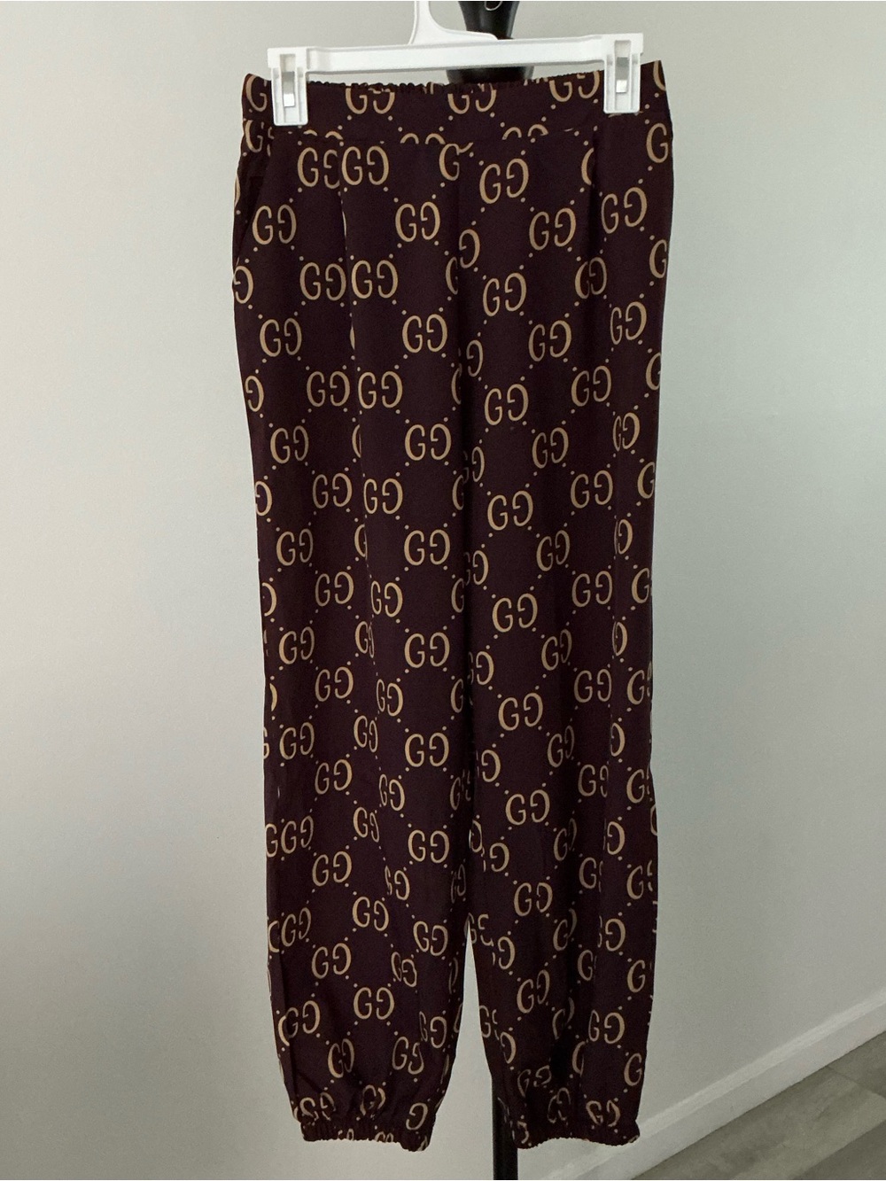 Women’s Brown Monogram Print Jogger Pants – Small